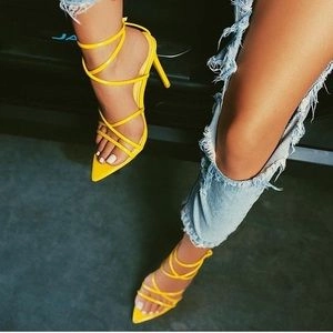 Yasmine Yellow Strappy Heels