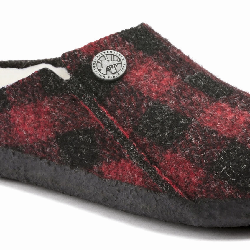Zermatt Kids - Plaid Red Wool Felt Shearling||Zermatt pour enfants - Feutre de laine et fourrure cossais rouge