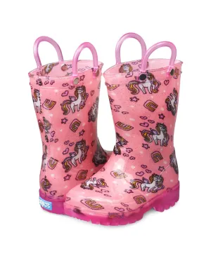 ZOOGS Unicorn Hearts Printed Light Up Rain Boot