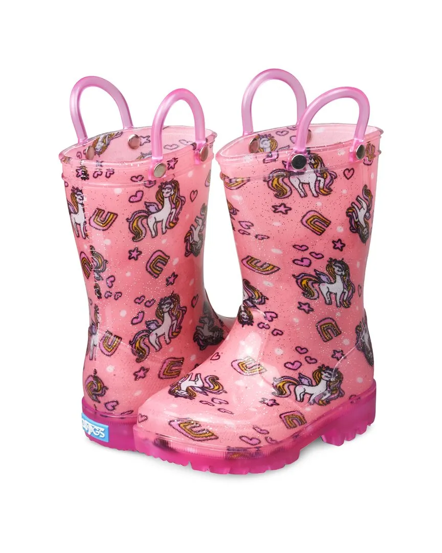 ZOOGS Unicorn Hearts Printed Light Up Rain Boot